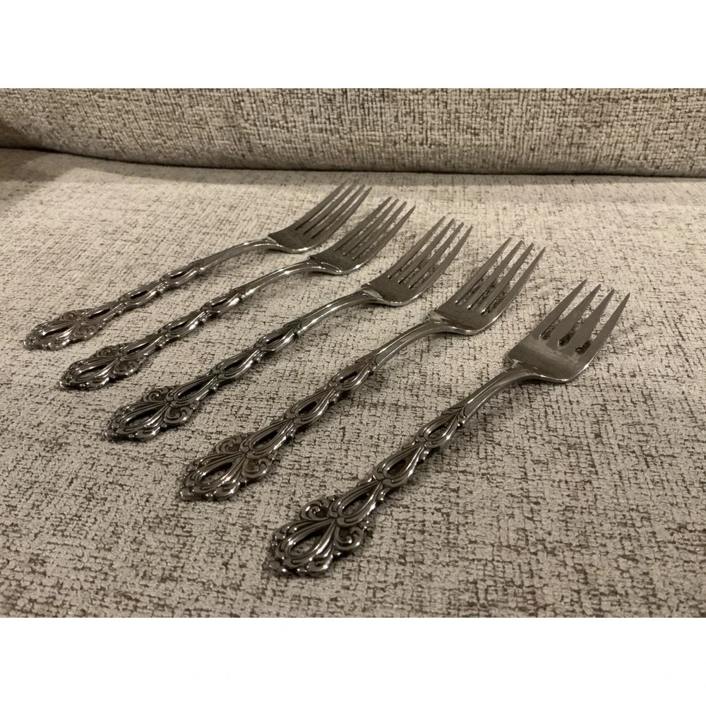Oneida Community Venetian Court‎ Stainless Steel Fork Set of 5 Pierced Filigree